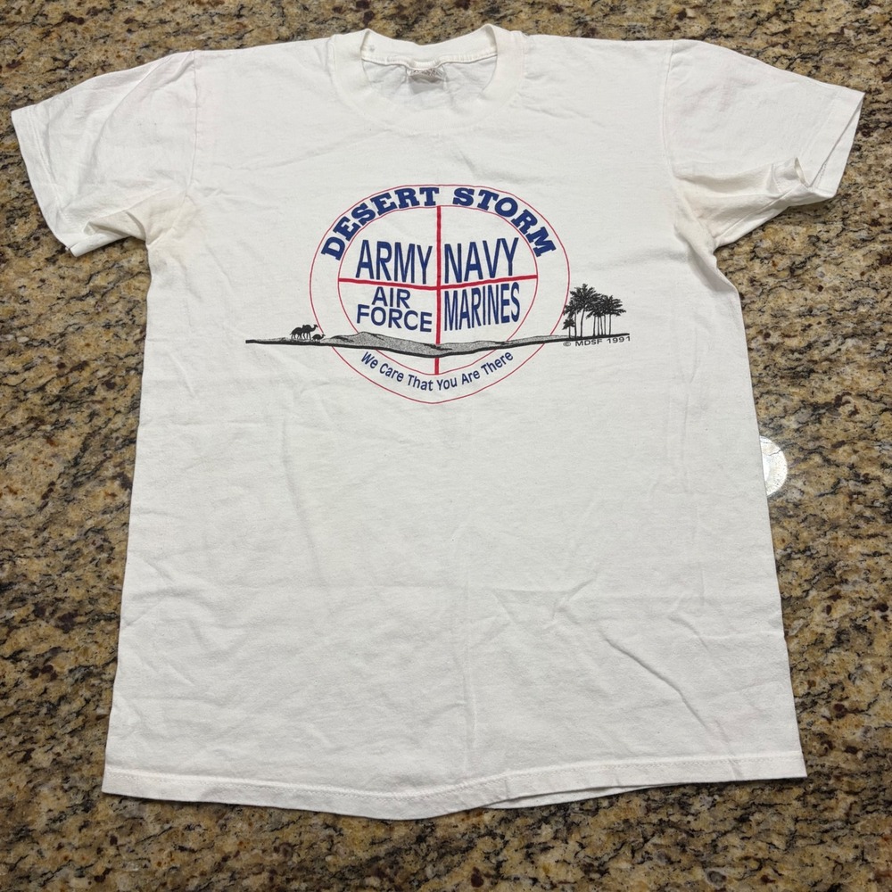 Vintage 1991 Desert Storm Stedman T-Shirt Mens M Army Navy Air Force Marines v
